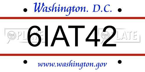 6IAT42 District Of Columbia License Plate