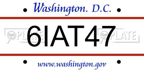 6IAT47 District Of Columbia License Plate