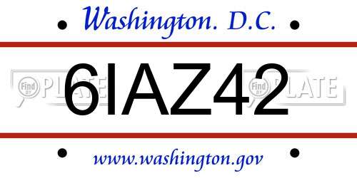 6IAZ42 District Of Columbia License Plate