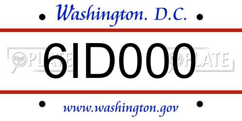 6ID000 District Of Columbia License Plate