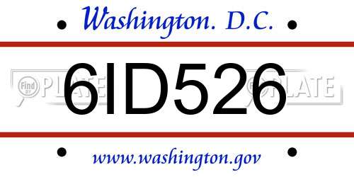 6ID526 District Of Columbia License Plate
