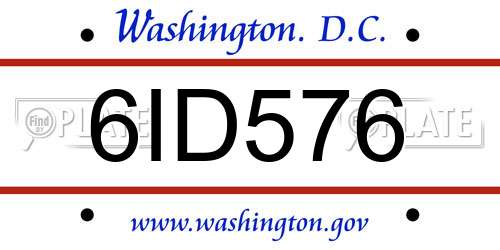 6ID576 District Of Columbia License Plate