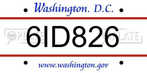 6ID826 District Of Columbia License Plate