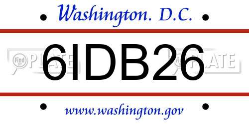 6IDB26 District Of Columbia License Plate