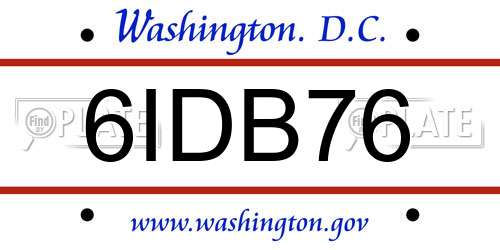 6IDB76 District Of Columbia License Plate