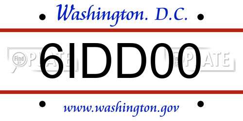 6IDD00 District Of Columbia License Plate