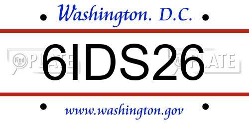 6IDS26 District Of Columbia License Plate