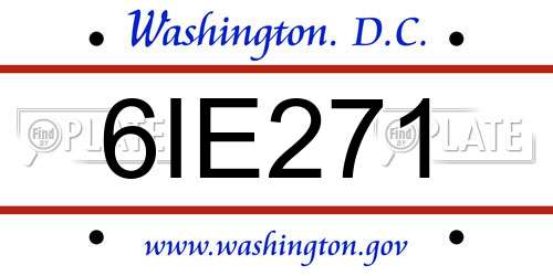 6IE271 District Of Columbia License Plate