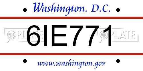 6IE771 District Of Columbia License Plate