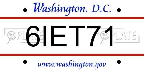 6IET71 District Of Columbia License Plate
