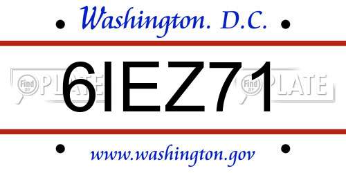 6IEZ71 District Of Columbia License Plate