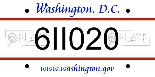 6II020 District Of Columbia License Plate