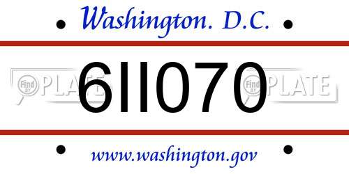 6II070 District Of Columbia License Plate