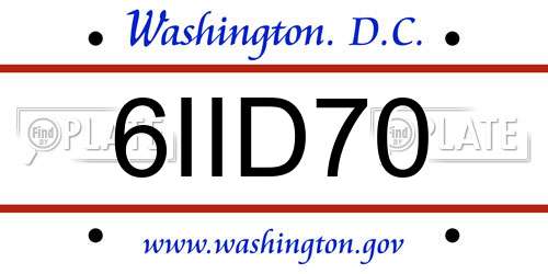 6IID70 District Of Columbia License Plate