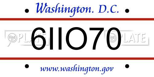 6IIO70 District Of Columbia License Plate
