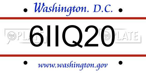 6IIQ20 District Of Columbia License Plate
