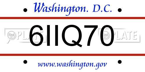 6IIQ70 District Of Columbia License Plate