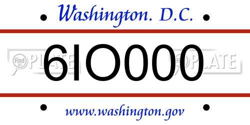 6IO000 District Of Columbia License Plate