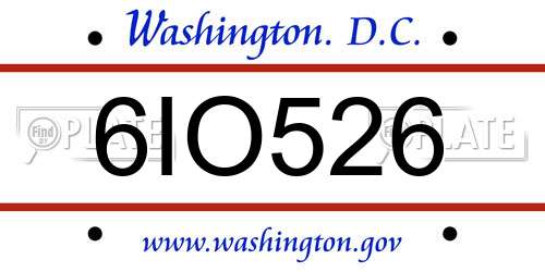 6IO526 District Of Columbia License Plate