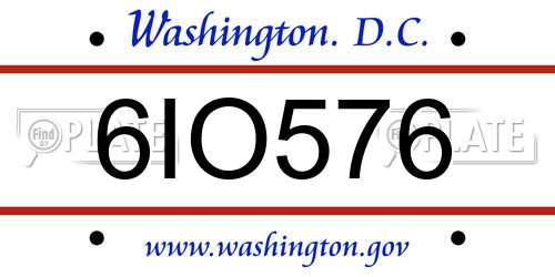 6IO576 District Of Columbia License Plate