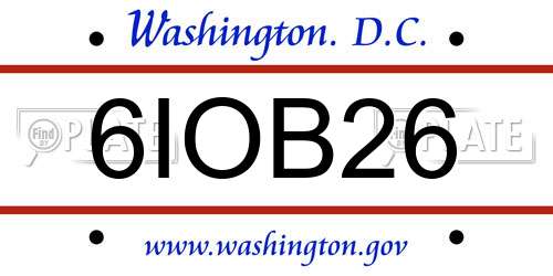 6IOB26 District Of Columbia License Plate