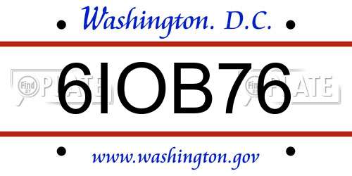 6IOB76 District Of Columbia License Plate