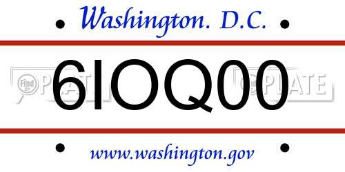 6IOQ00 District Of Columbia License Plate
