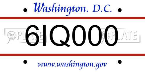 6IQ000 District Of Columbia License Plate