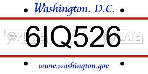 6IQ526 District Of Columbia License Plate