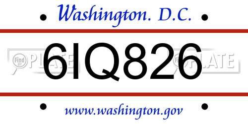 6IQ826 District Of Columbia License Plate
