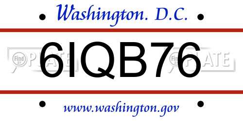 6IQB76 District Of Columbia License Plate
