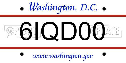 6IQD00 District Of Columbia License Plate