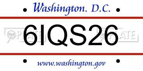 6IQS26 District Of Columbia License Plate