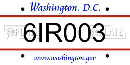 6IR003 District Of Columbia License Plate