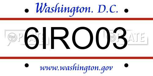 6IRO03 District Of Columbia License Plate