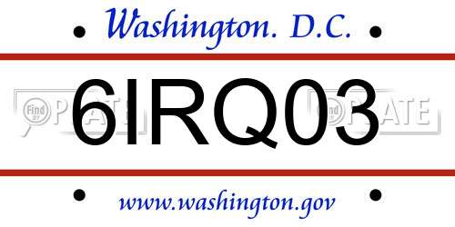 6IRQ03 District Of Columbia License Plate