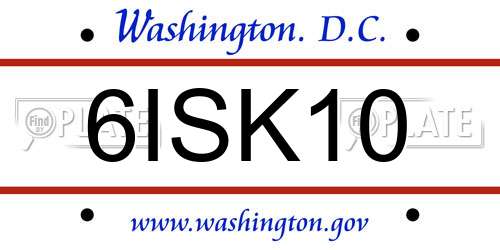6ISK10 District Of Columbia License Plate