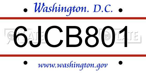 6JCB801 District Of Columbia License Plate