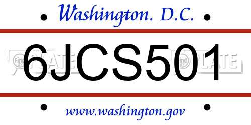 6JCS501 District Of Columbia License Plate