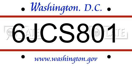 6JCS801 District Of Columbia License Plate
