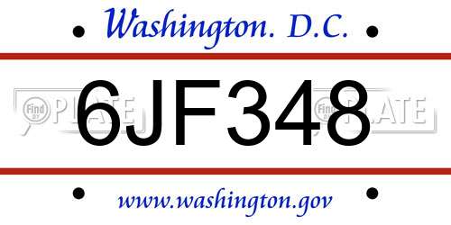 6JF348 District Of Columbia License Plate