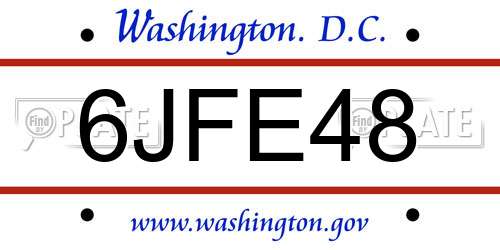 6JFE48 District Of Columbia License Plate