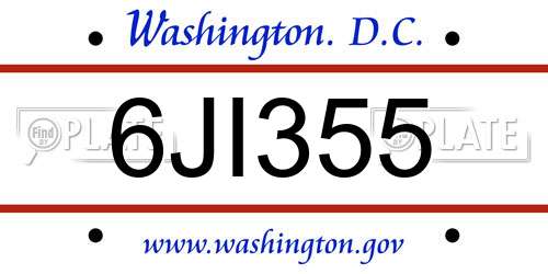 6JI355 District Of Columbia License Plate
