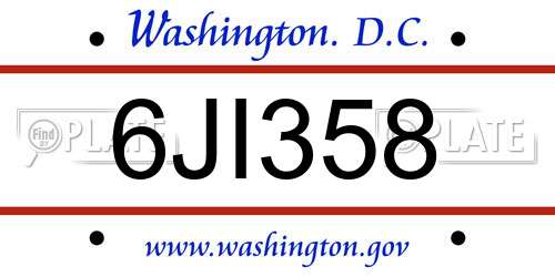 6JI358 District Of Columbia License Plate