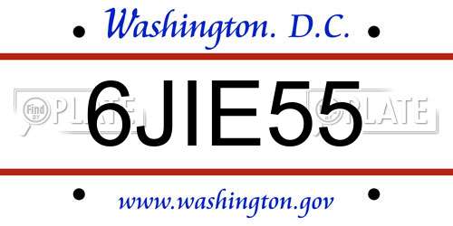 6JIE55 District Of Columbia License Plate