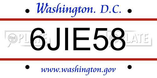 6JIE58 District Of Columbia License Plate