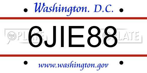 6JIE88 District Of Columbia License Plate