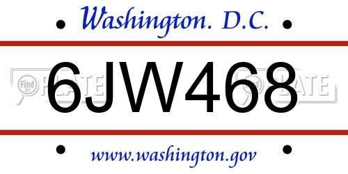 6JW468 District Of Columbia License Plate