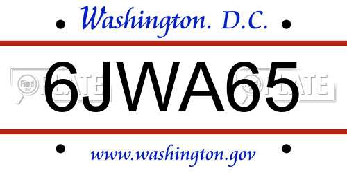 6JWA65 District Of Columbia License Plate
