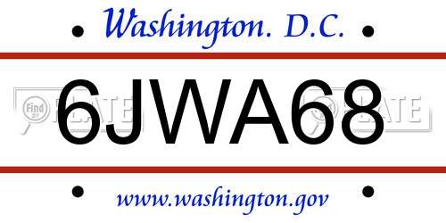 6JWA68 District Of Columbia License Plate